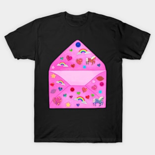 Pink Sparkly Sticker Envelope T-Shirt